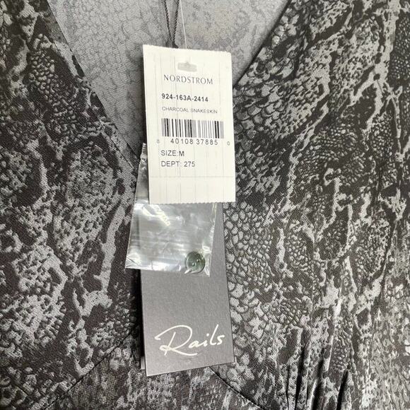 Rails Black Marble Print Long Sleeve Midi Dress Size M Women's NEW - Picture 7 of 10